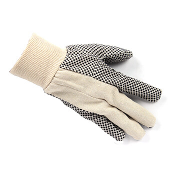 SAFEMAN君御 7300 耐磨劳保 点胶点塑防滑帆布搬运手套 长度25cm   5副/扎