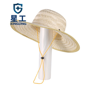 星工（XINGGONG）竹编草帽 出游太阳帽遮阳帽大沿檐凉帽 劳保农民草帽子男女款可调节帽绳 10个装WF018
