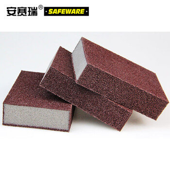 安赛瑞 10483 金刚砂除垢海绵擦（100个装）10×7×2.5cm 工厂学校餐厅食堂用去污除垢魔术擦 洗锅海绵擦