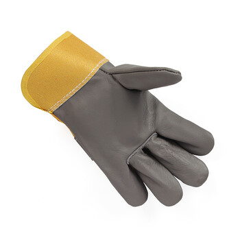 GAJ  黄布一层全掌手套电焊工手套耐磨焊接保工地手套 深色 12副起定