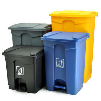 兰诗（LAUTEE）MJ18001 户外脚踏带盖垃圾桶 酒店宾馆商场翻盖果皮箱 30升黑色