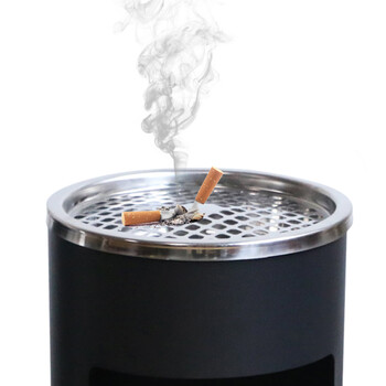 兰诗（LAUTEE）GPX-027 圆形丽格桶 酒店商场电梯口座地垃圾桶 烟灰桶 黑色