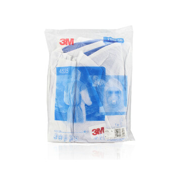 3M 4535 带帽连体防护服有限化学液体阻隔 背部蓝色透气服 XXL 1件 白色 均码