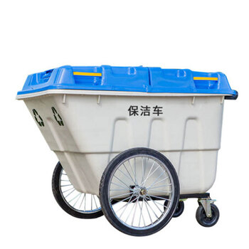 冰禹 BY-2048 环卫保洁垃圾车 手推垃圾车 物业清洁车 大容量塑料环卫垃圾车 灰色 400L