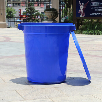 莫恩克 圆形蓝色塑料垃圾桶 加厚工业水桶 户外大号楼层小区垃圾筒 环卫塑料桶 果皮桶 蓝色150L/5个装