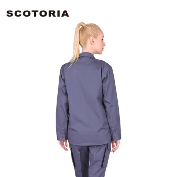 斯卡地尔scotoria 夏季长款薄款高棉工服外套 夏季长袖工厂车间工程劳保衫  CVC2501SG中灰色上衣