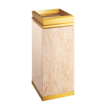 南 GPX-7H 南方座地垃圾桶 金花米黄天然大理石 防指纹垃圾桶 公用垃圾箱 果皮桶 内桶容量27升