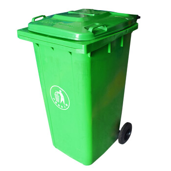伏兴 户外垃圾桶大号加厚商用环卫垃圾桶 垃圾分类小区物业翻盖果皮箱(可定制)100L带轮 绿色