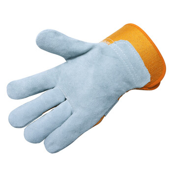 者也 3双电焊手套牛皮耐磨加厚耐高温短款短皮焊接焊工劳保手套防烫 黄灰