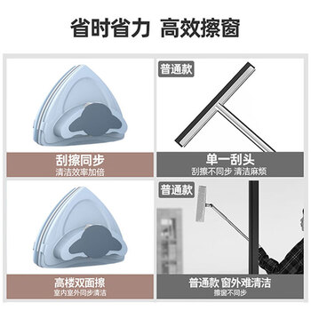 亿丽佳 刮玻器双层擦玻璃神器高层清洁双面擦窗器 适用于3-30mm中空玻璃四挡可调节 5件/组