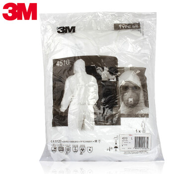 3M 4510防护服防尘/喷农药/机械维修清洁/金属加工液体有限喷溅白色连体带帽 XL# 1套 