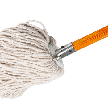 庄太太【白圆头木杆】大堂工厂物业吸水老式墩布棉线木杆拖把