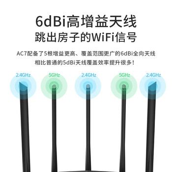 Tenda腾达 AC7 1200M 穿墙增强型 无线路由器 家用5G双频 智能游戏路由 WiFi信号放大