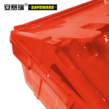 安赛瑞 斜插式可套叠周转箱含盖 带盖子斜插式物流箱周转箱搬运箱 红色 600×400×320mm（2个装）23511
