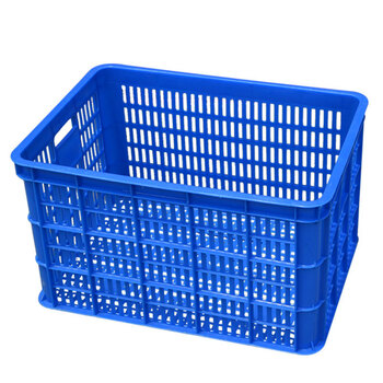 海斯迪克 HKCC03 塑料筐收纳快递筐680(长条孔)周转箱篮子3#蓝外尺寸675*485*400