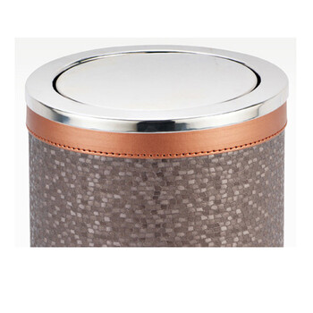 南 GPX-45P 翻盖套皮房间桶 咖色格皮纹 商用酒店宾馆客房翻盖垃圾桶 房间桶 果皮桶 内桶容量9升