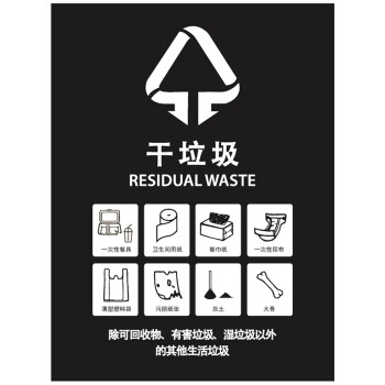 科力邦（Kelibang） 垃圾桶分类标识不干胶贴 上海干湿分类标签贴纸厨余有害标志贴30*40cm KBT002 湿垃圾