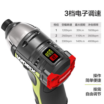 威克士（WORX）WU132锂电无刷冲击起子机电批电改锥电动螺丝批五金电动工具 （裸机不含电池充电器）