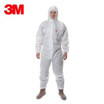 3M 4515白色带帽连体防护服 防尘化学农药喷漆实验室防护服- XL码