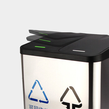 科力邦（Kelibang）30L不锈钢垃圾桶 脚踏方桶两分类大号带盖商场酒店户外环保可回收垃圾箱 KB1081