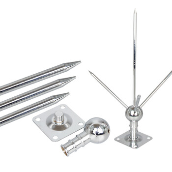 天旭避雷针不锈钢底座户外铜避雷器屋顶楼顶房顶防雷击安全接地棒大号高1米镀白 1套