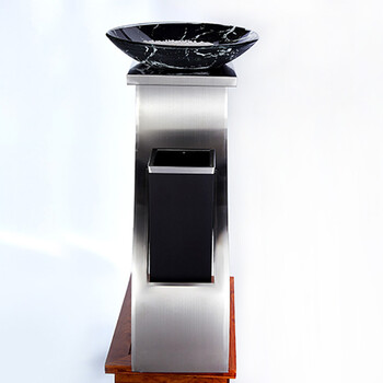 科力邦（Kelibang）不锈钢垃圾桶 宾馆酒店新概念欧式垃圾桶会所走廊电梯烟灰桶S型黑白根盆 KB1070 不锈钢