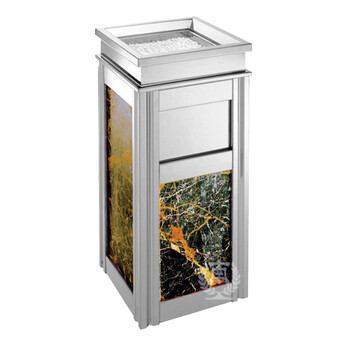 南 GPX-6B1 四菱角座地烟灰桶 南方垃圾桶 酒店宾馆电梯口带烟灰缸不锈钢垃圾筒 中号镜钢 内桶容量11.7升