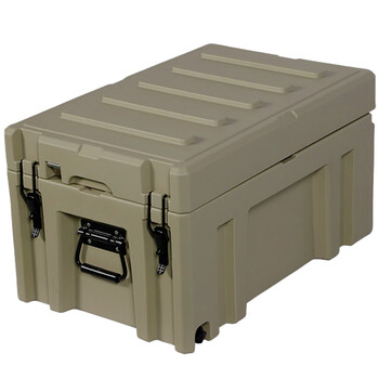 飞尔 滚塑箱 车载收纳箱 户外给养指挥作业空投救援战备物资箱【卡其色 90L中号 不带轮子加防护内衬】