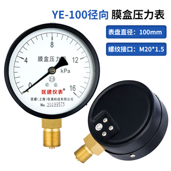 匡建仪表（CONJANT）YE-100膜盒压力表 千帕表天然气表燃气表微压表 0-16kpa