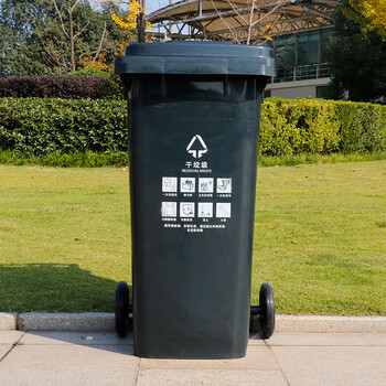 庄太太【120L咖啡色湿垃圾】上海干湿分类分离加厚塑料环卫垃圾桶垃圾桶市政塑料垃圾桶