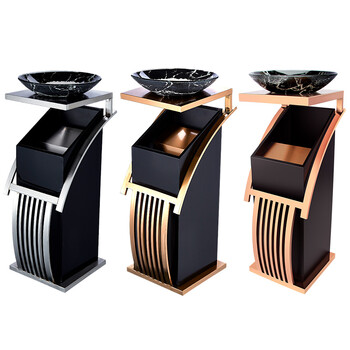 科力邦（Kelibang）不锈钢垃圾桶 宾馆酒店新概念欧式垃圾桶会所走廊电梯烟灰桶方型黑白根盆 KB1073 不锈钢