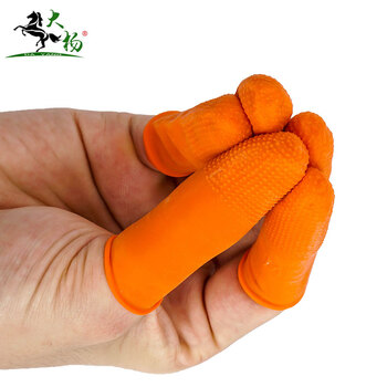 大杨177乳胶手指套 约300只 橙色麻点中码 加厚耐磨防滑无尘点钞粉笔字防护指套 定制