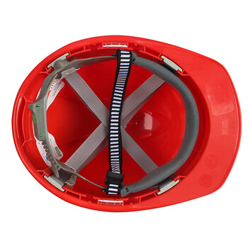 梅思安10146614豪华PE安全帽一指键帽衬针织吸汗带D型下颌带 1顶 红色 均码