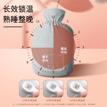 南极人注水热水袋暖水袋加厚防爆暖手宝宝女生大姨妈神器2000ml 马卡粉