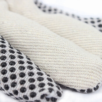 SAFEMAN君御 7300 耐磨劳保 点胶点塑防滑帆布搬运手套 长度25cm   5副/扎