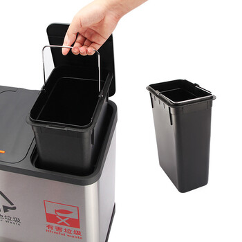 科力邦（Kelibang）不锈钢垃圾桶 脚踏方桶三分类大号带盖分类垃圾桶商场酒店户外环保可回收垃圾箱 27L KB1081