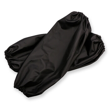 者也 防水防油污皮袖套短长款男女厨房劳保套袖PU护袖套袖 黑红复合5双