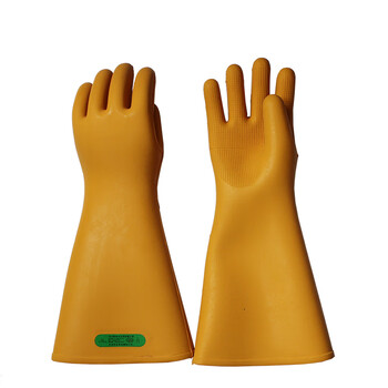 双安35KV绝缘手套高压带电作业胶皮手套劳保防护手套 黄色 40cm*1副