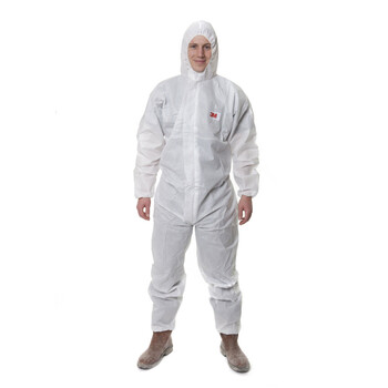3M 4515白色带帽连体防护服定做 防尘化学农药喷漆实验室工业清理清洁防护服-L码