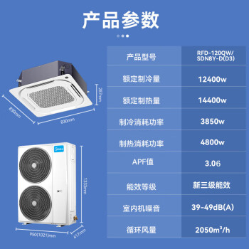 美的（Midea）天花机 5匹吸顶空调 中央空调 嵌入式商用空调 冷暖新能效380V RFD-120QW/SDN8Y-D(D3)京仓派送