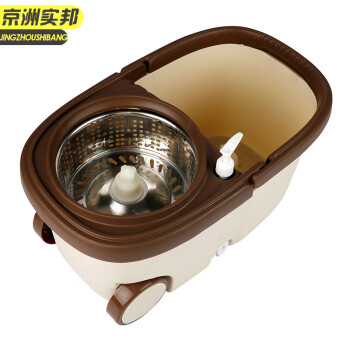 京洲实邦【抹茶绿金属蓝塑料盘+1头】旋转拖把桶双驱动免手洗JZSB8054