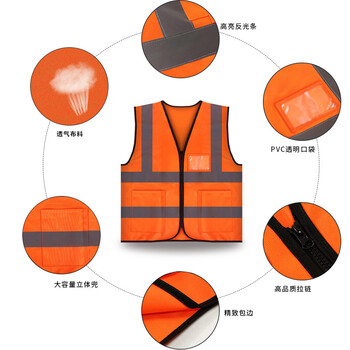 聚远 JUYUAN 工人款反光马甲 反光背心 安全马甲 可印刷标志  新品 橘红色 10件起售不零售