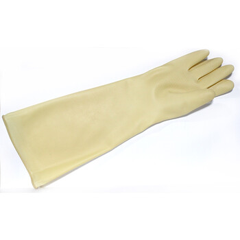 安健 乳胶手套60CM加厚耐酸碱抗撕裂化工劳保手套 白 1付