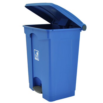 兰诗（LAUTEE）MJ18004 户外脚踏带盖垃圾桶 酒店宾馆商场翻盖果皮箱 87升蓝色