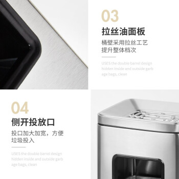 领象 不锈钢烟灰缸酒店大堂垃圾桶立式宾馆带内桶商场桶箱电梯口垃圾桶吸灰桶烟灰柱灭烟桶 四分类正方形