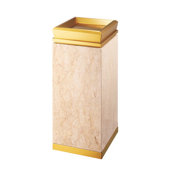 南 GPX-7H 南方座地垃圾桶 金花米黄天然大理石 防指纹垃圾桶 公用垃圾箱 果皮桶 内桶容量27升