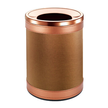 南 GPX-45QX-905 套皮房间桶 棕色皮纹 商用酒店宾馆客房套皮垃圾桶 房间桶 果皮桶 内桶容量9.4升