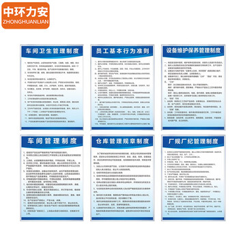 中环力安【用电安全操作规程】60*80cm车间工厂仓库安全生产管理员工守则消防操作规程制度  牌kt板定制