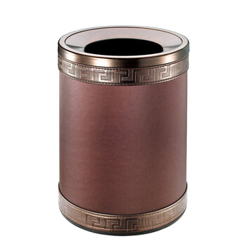 南 GPX-45QX-846 套皮房间桶 啡雨细纹 商用酒店宾馆客房套皮垃圾桶 房间桶 果皮桶 内桶容量9.4升