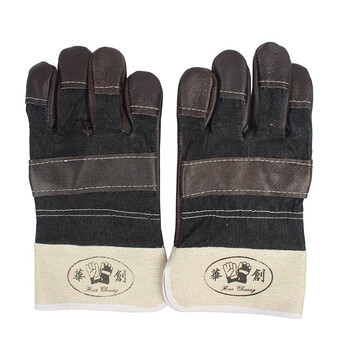 固安捷 牛仔布一层分掌手套电焊焊接机械耐磨防滑防护劳保手套 12副起定 花 均码
